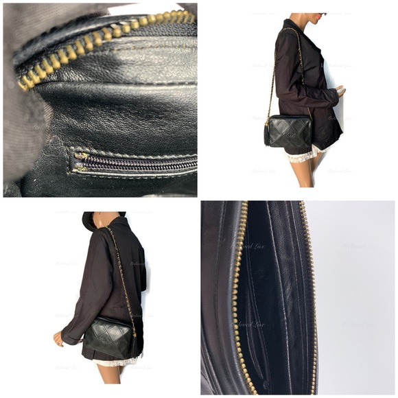 Authentic CHANEL Lambskin Black Vintage Camera Bag with Tassel - Picture 16 of 16